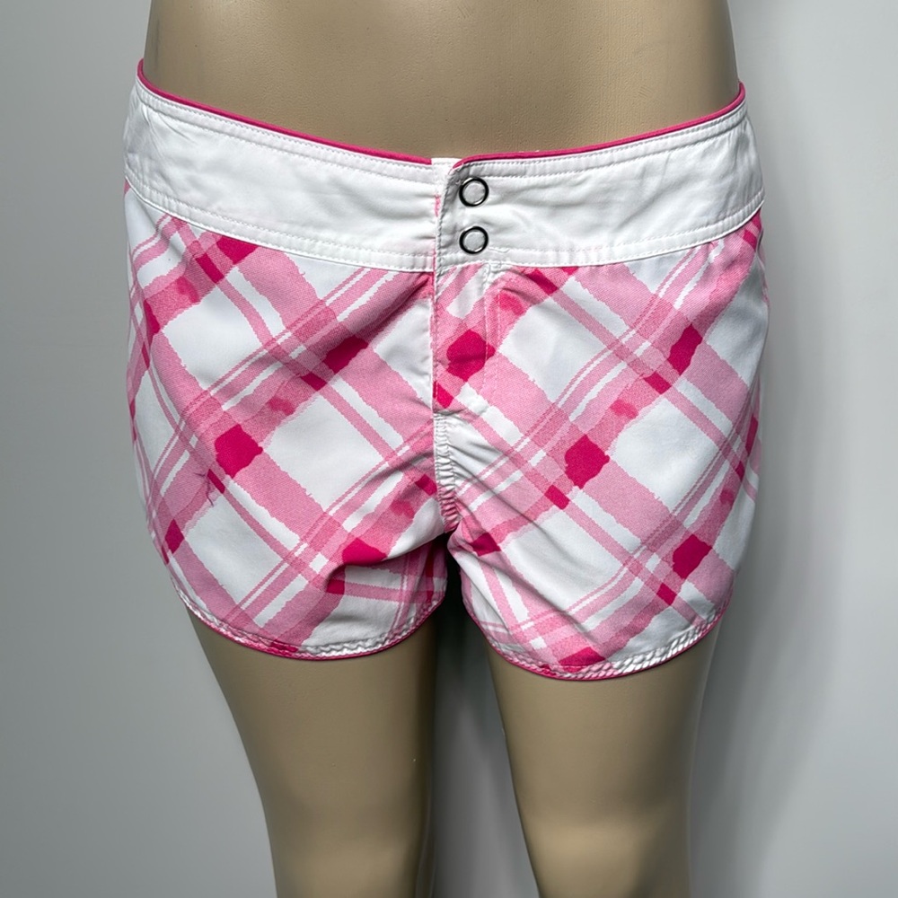Mikey large pink plaid board shorts